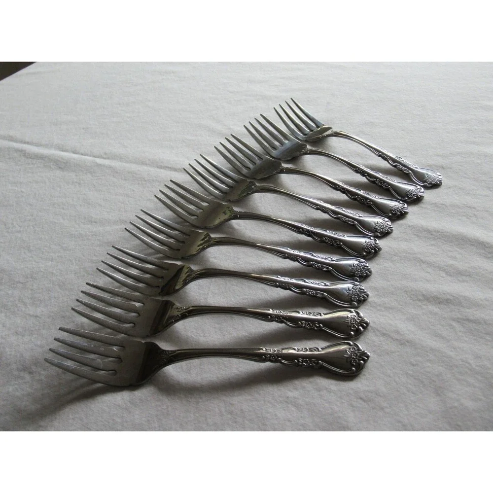 Roberts Rogers Co Korea & Taiwan DELIGHT Stainless Lot of 9x Salad Forks 6